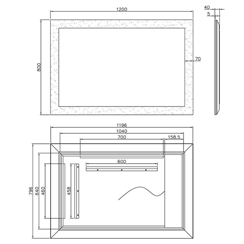 Badnor Lone baderomsspeil (120x80cm) med LED-belysning