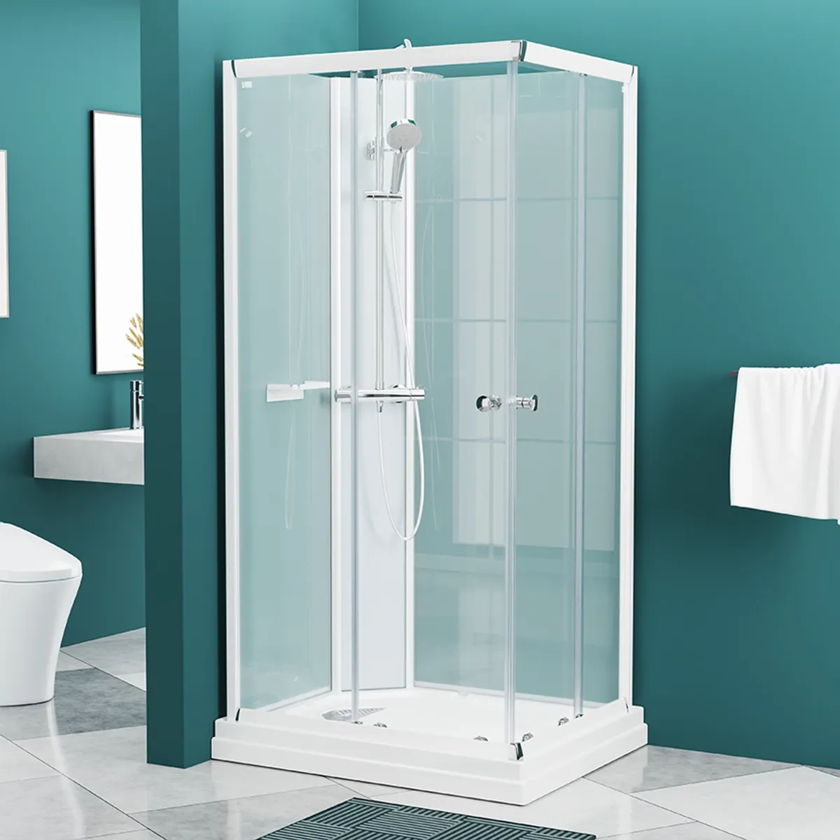 Badnor Nordica White lux 8-1 dusjkabinett 100x80cm m/takdusjsett