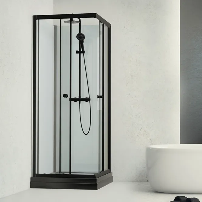 Hovedbilde Badnor Scandia Black 6-1 dusjkabinett 80x80cm m/takdusjsett