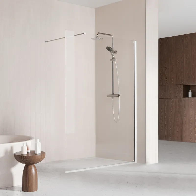 Badnor Sterling Straight ll dusjvegg, 1400x2000mm, KROM, 8mm