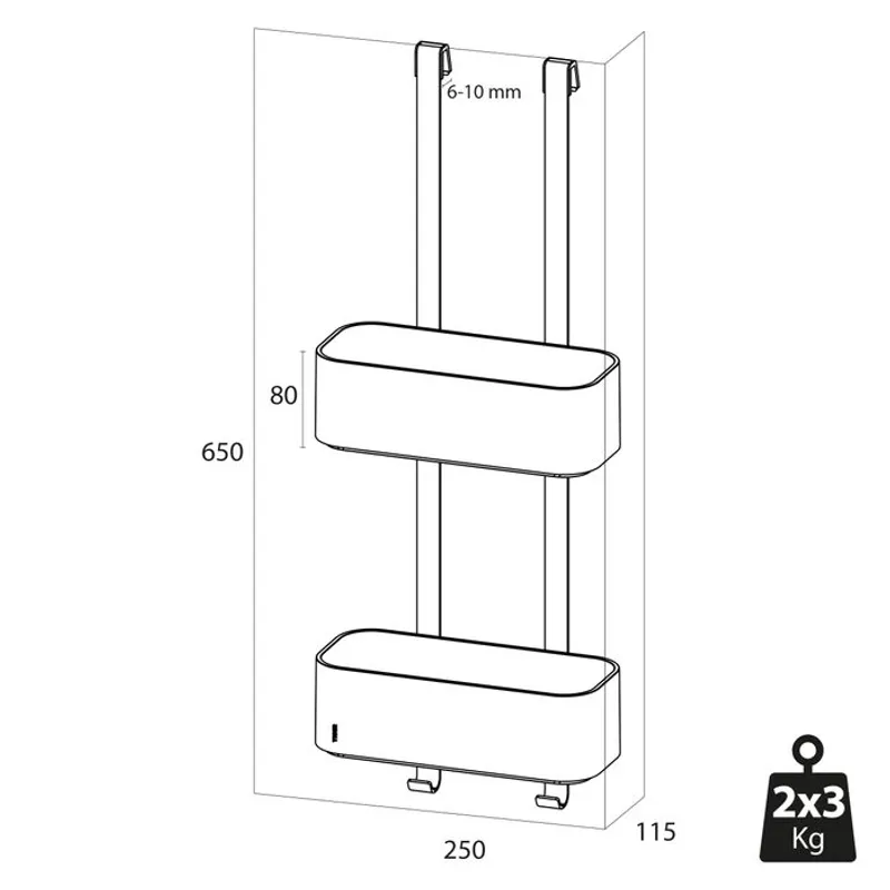 Tiger 2-Store Shower Caddy dusjkurv - matt sort