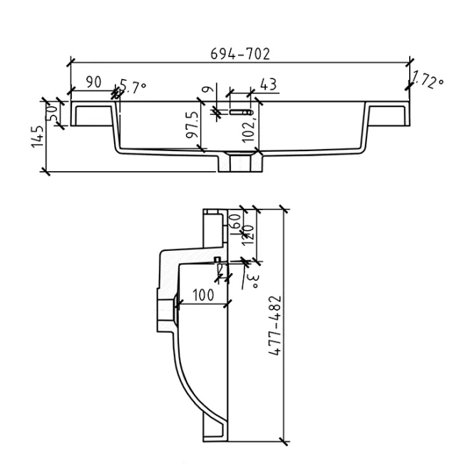 Hovedbilde Badnor Melin/Malin 70cm hvit servant