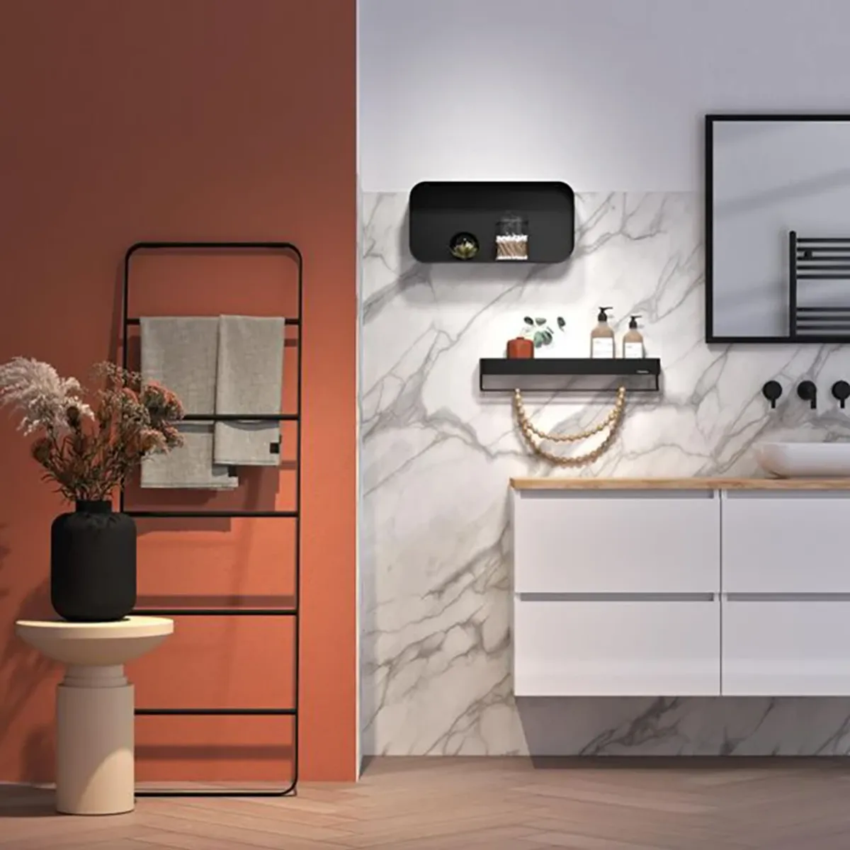 Sealskin Brix Håndklestige frittstående - sort (50x170cm)