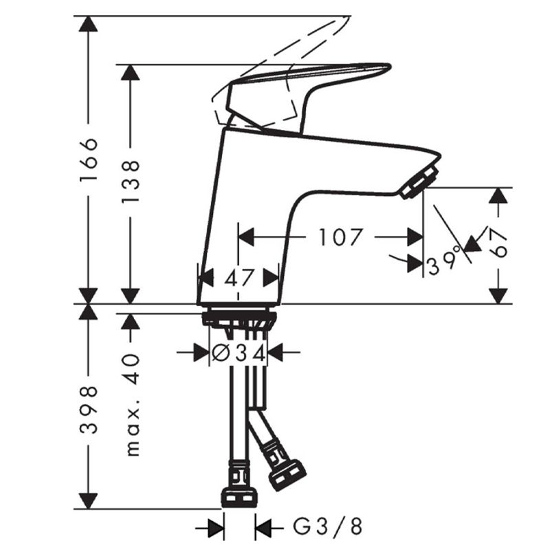 Hansgrohe Logis 70 servantarmatur (krom)