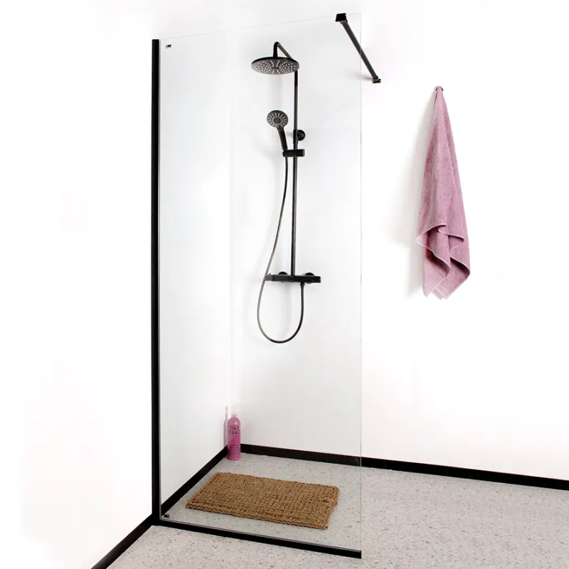 Badnor Køhler ll dusjvegg/walk-in hjørne - 110x200cm- MATT SORT