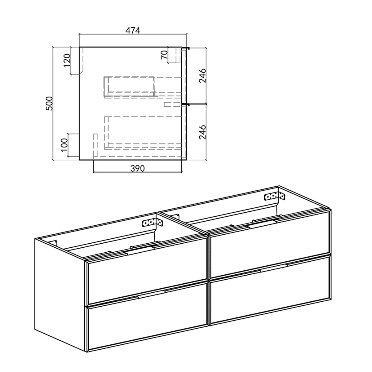 Badnor Melissa 150+40cm mbl.pk (98651) Leah speilskap m/lys