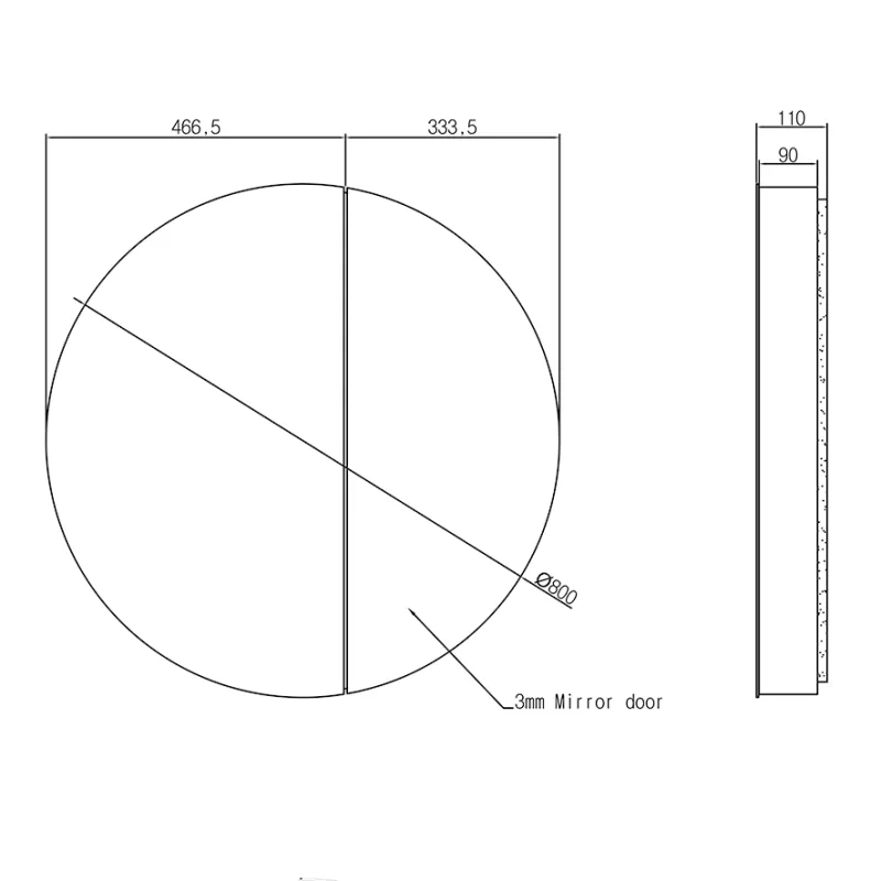Badnor Melin 80cm+40cm mbl.pk. (5251) Leon speilskap