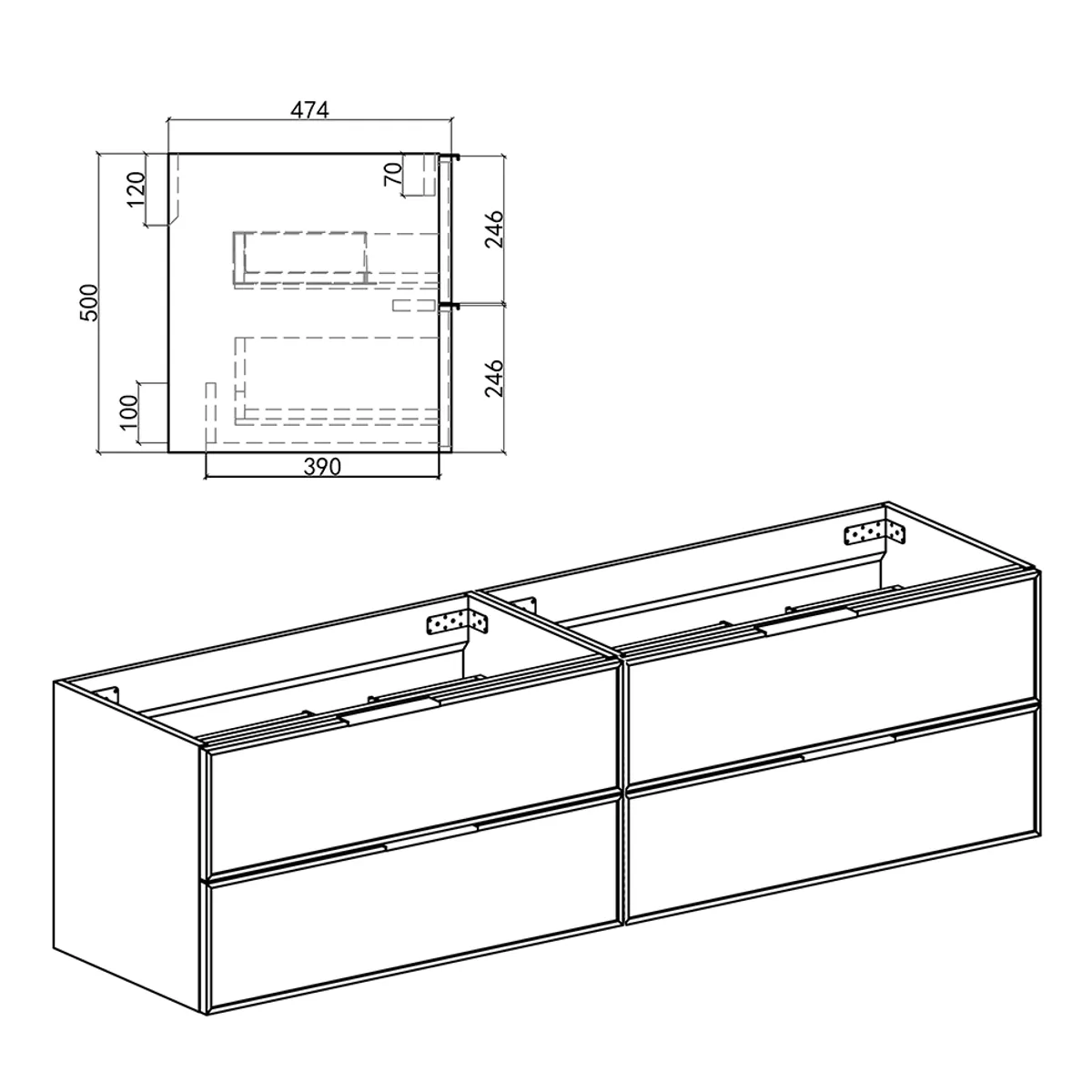 Badnor Melissa 180+40cm mbl.pk (98741) Leonora speil m/lys
