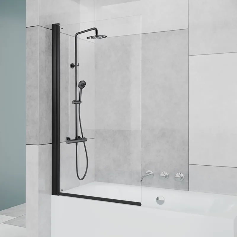Badnor Grays badekarvegg (hengslet) 85x150mm MATT SORT - Venstre