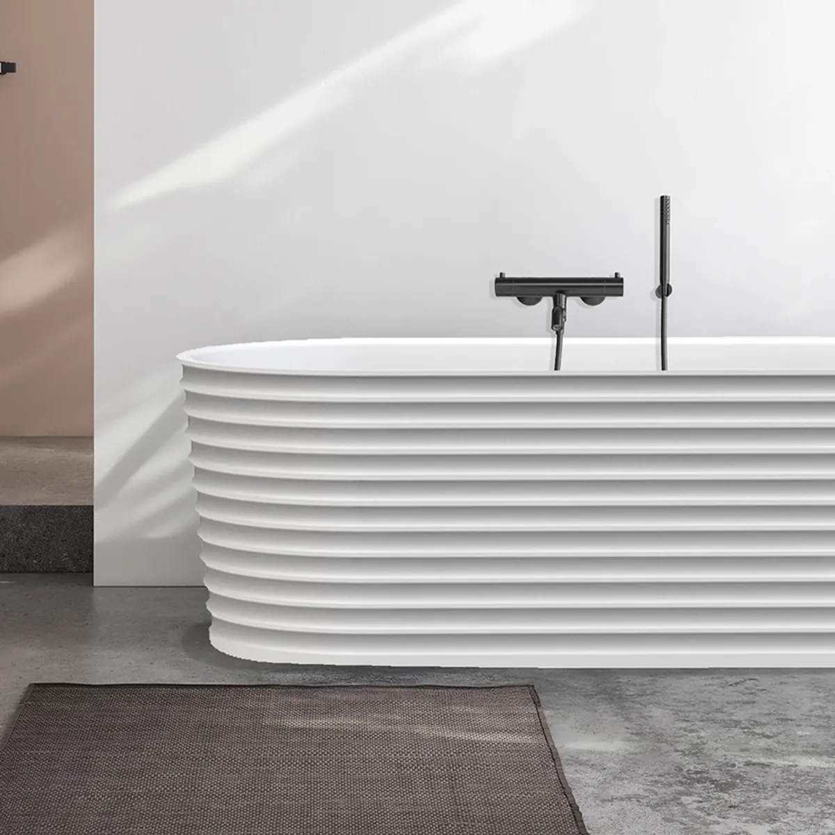 Badnor KStone Lutry Top Solid designbadekar, HVIT MATT, 170cm