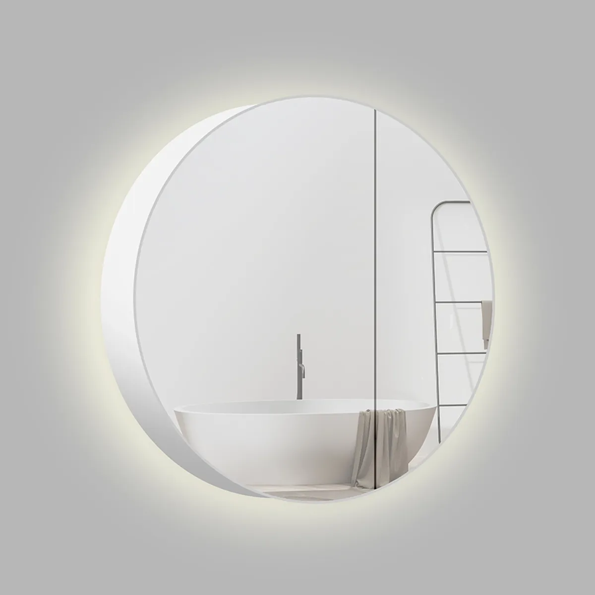 Badnor Leon RUNDT SPEILSKAP (80cm) m/ LED- belysning - hvit