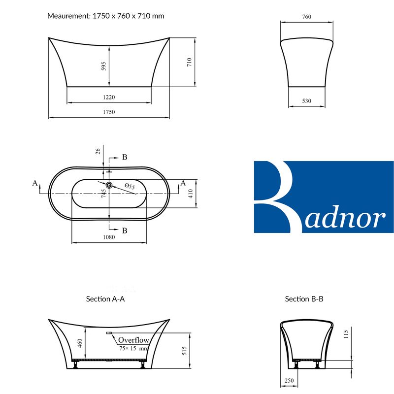 Badnor Orient Ciana designbadekar 175cm
