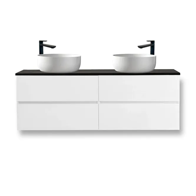 Hovedbilde Badnor Melanie HVIT 150cm servantskap m/SORT benkeplate