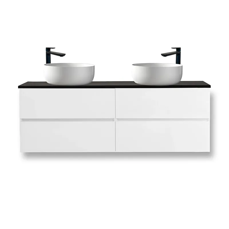 Badnor Melanie HVIT 150cm servantskap m/SORT benkeplate