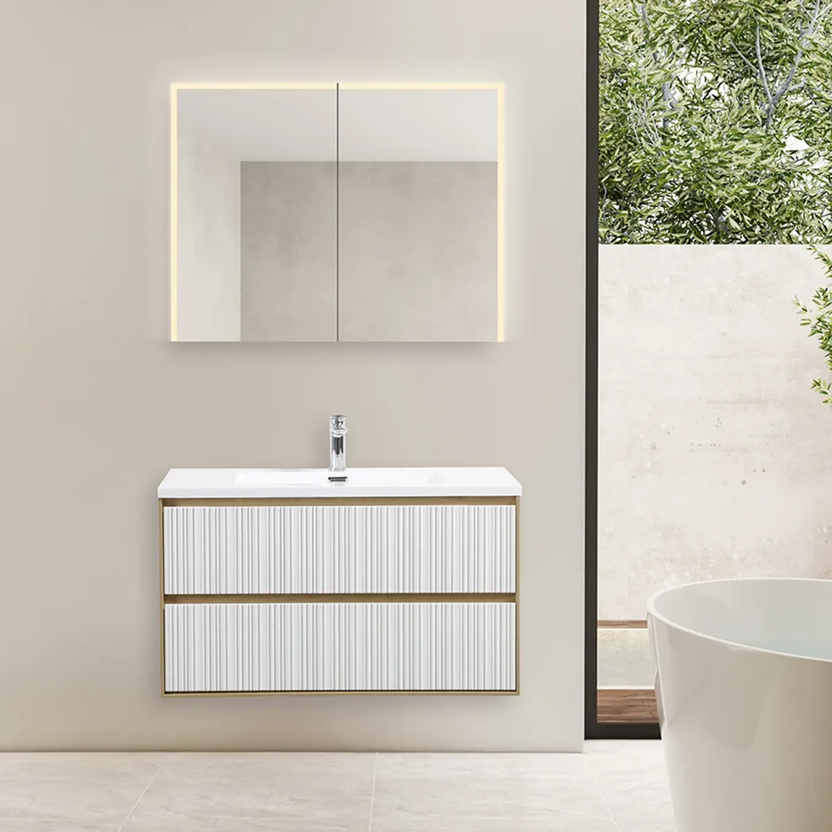 Badnor Marikken 90cm mbl.pk. (2221) Linnie speilskap