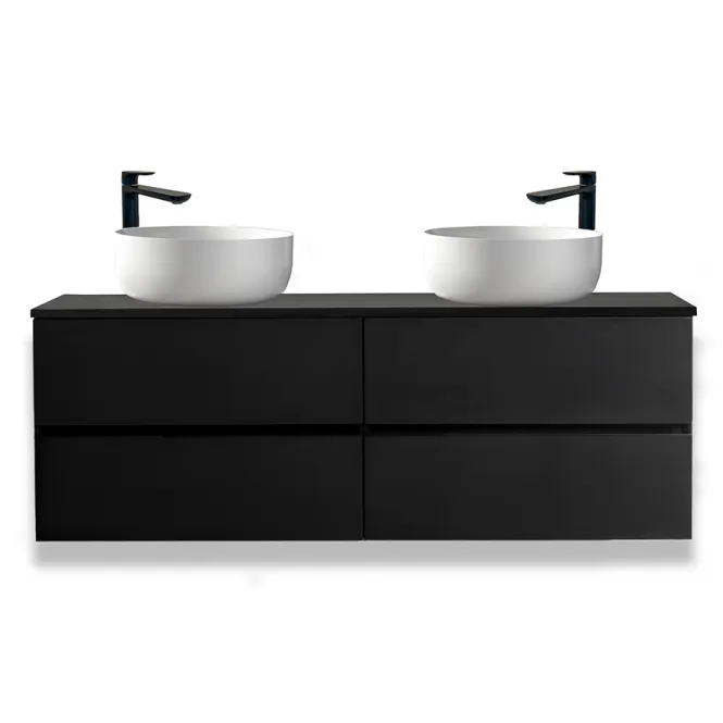 Hovedbilde Badnor Melanie SORT 150cm servantskap m/SORT benkeplate (dobbel)
