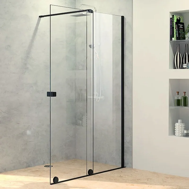 PureDay Walk-in 120-140cm fastfelt og skyvedør (sort matt)