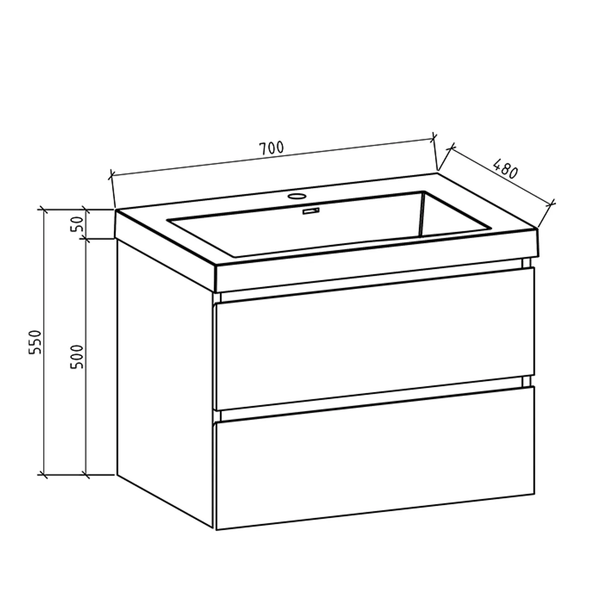 Badnor Melin 70cm møbelpakke (5140) Leon speilskap