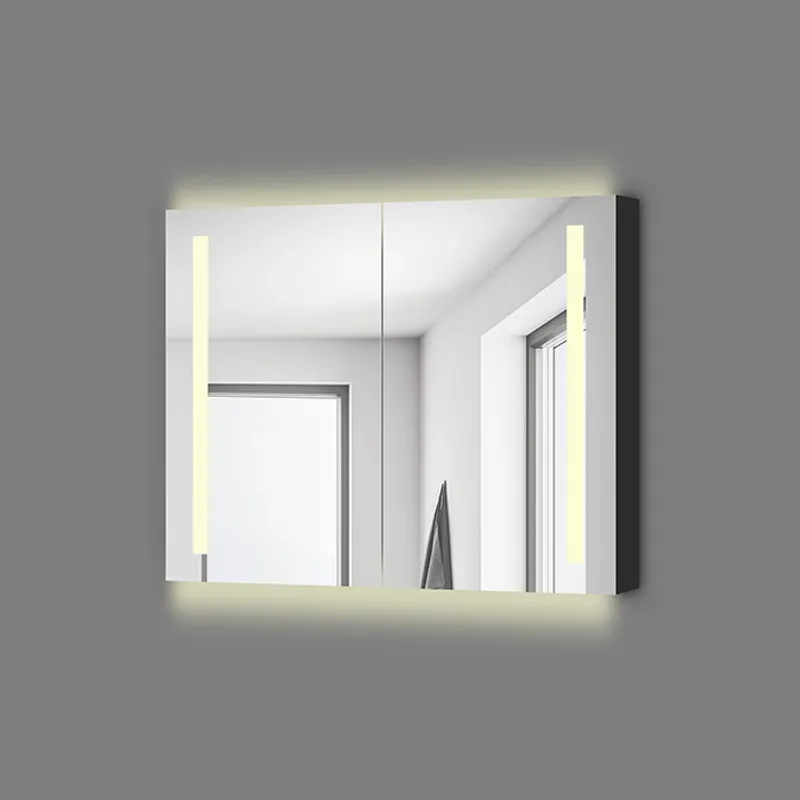 Badnor Leah speilskap (90cm), sort, m/stikkontakt og LED-lys