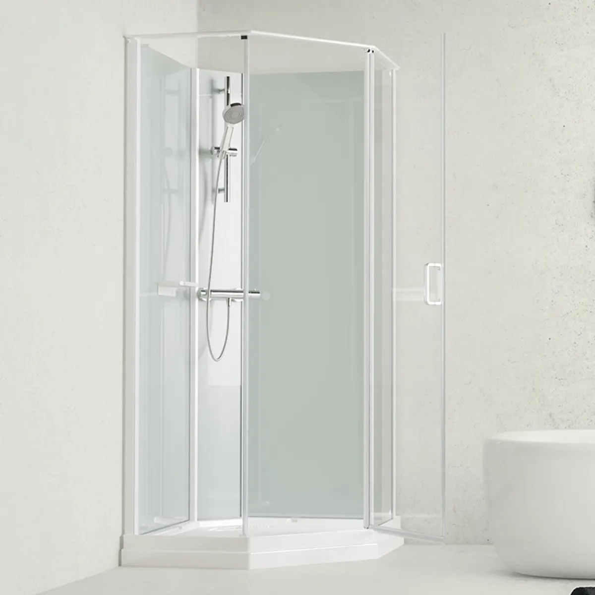 Badnor Nordica White lux 7-3 dusjkabinett 90x90cm m/dusjsett