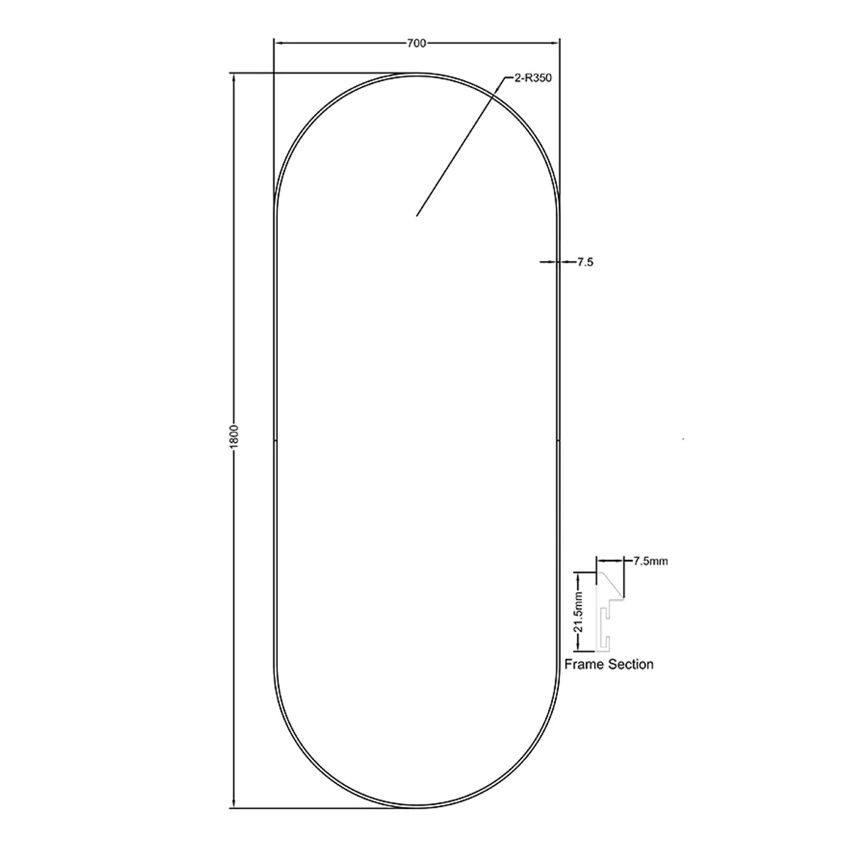 Badnor Melissa 180+40cm mbl.pk (98731) Sienna speil m/lys