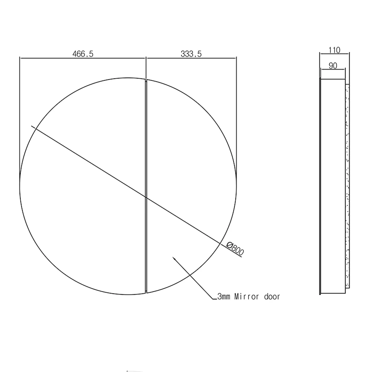 Badnor Melissa 90+40cm mbl.pk (97341) Leon speilskap m/lys