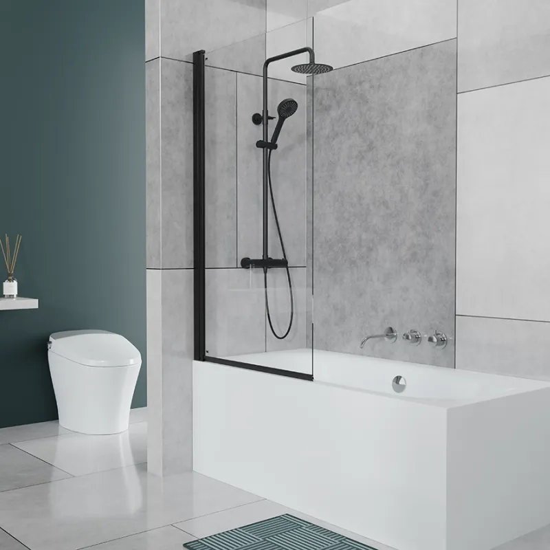 Badnor Grays badekarvegg (hengslet) 85x150mm MATT SORT - Venstre