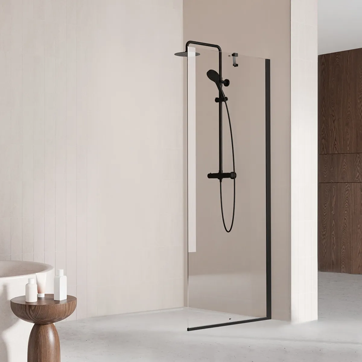 Badnor Grays/ Clifford dusjvegg/ fastfelt - 80cm - MATT SORT