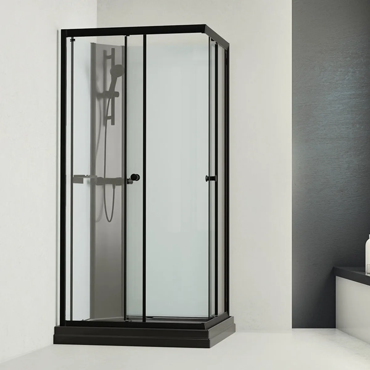 Badnor Scandia Black lux 8-1 dusjkabinett 100x80cm m/dusjsett