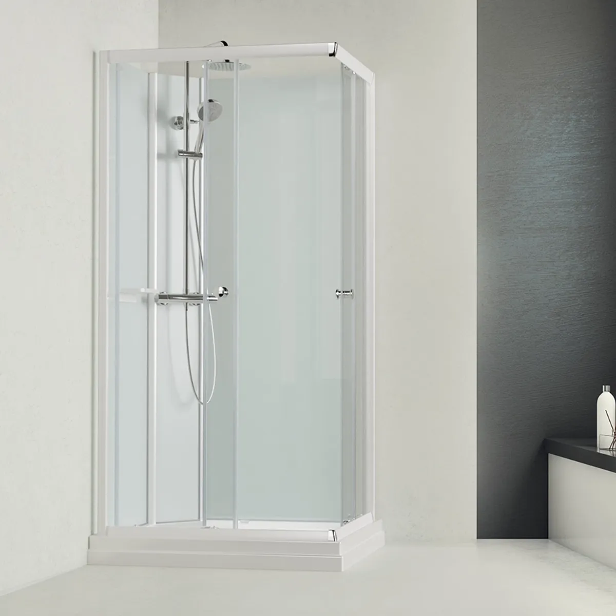 Badnor Nordica White lux 8-1 dusjkabinett 100x80cm m/takdusjsett