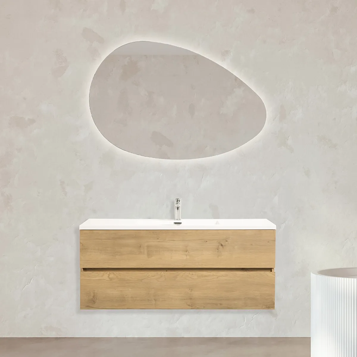 Badnor Mikala 120cm enkel servant (8403) Lucy speil m/lys