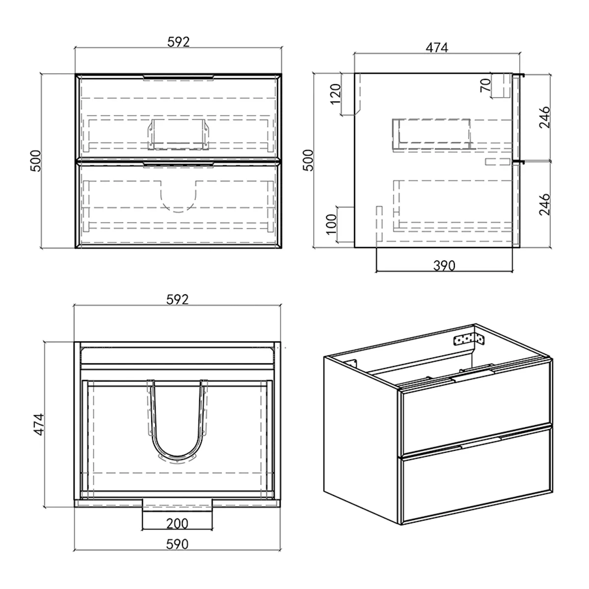 Badnor Melissa 60+40cm mbl.pk (97131) Leon speilskap m/lys
