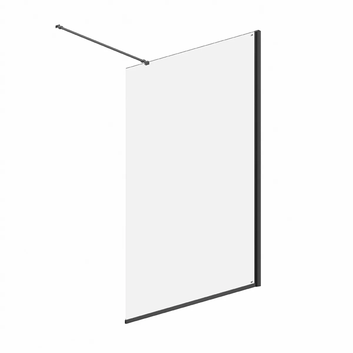 Badnor Køhler ll dusjvegg/walk-in hjørne - 125x200cm- MATT SORT