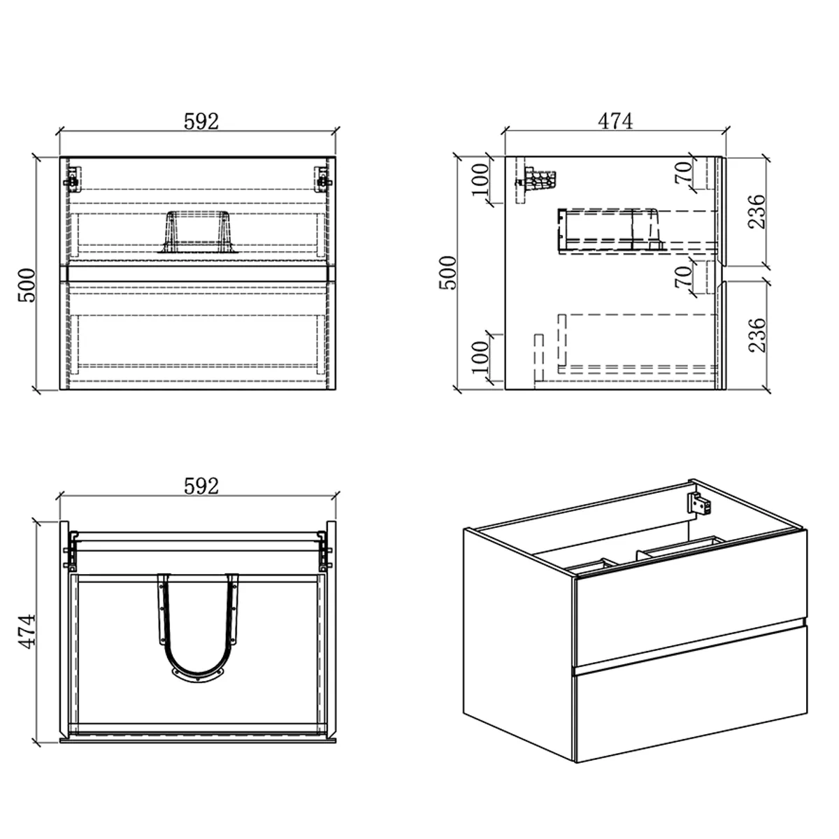 Badnor Mikala 60cm servantskap m/HVIT benkeplate