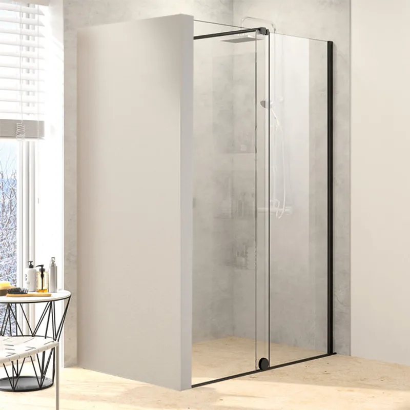 PureDay Walk-in 110-120cm fastfelt og skyvedør (sort matt)