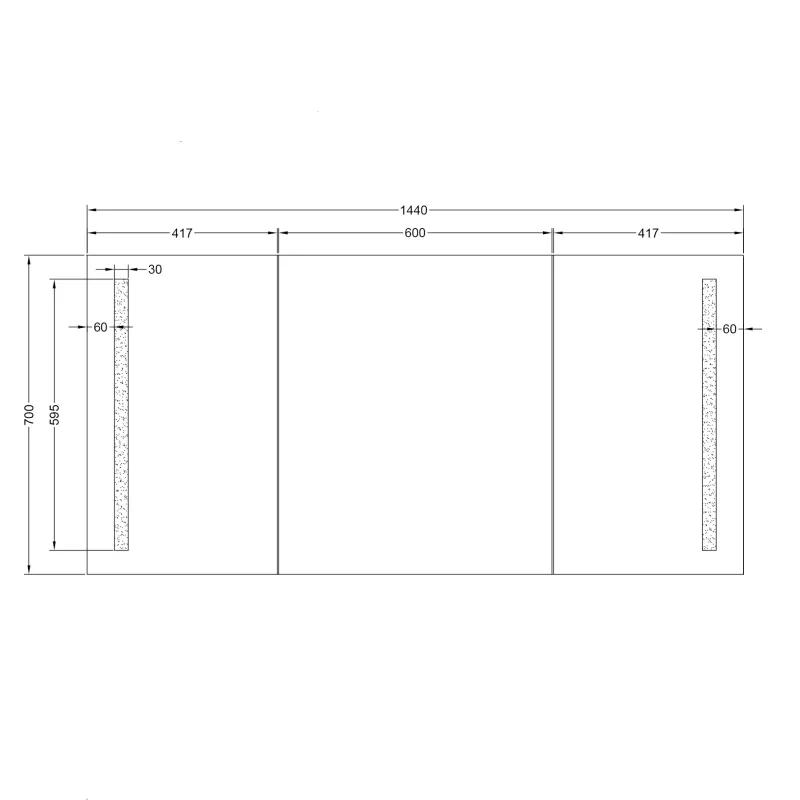 Badnor Melodina HVIT/LYS EIK 140cm mbl.pk (616) Lilly speilskap