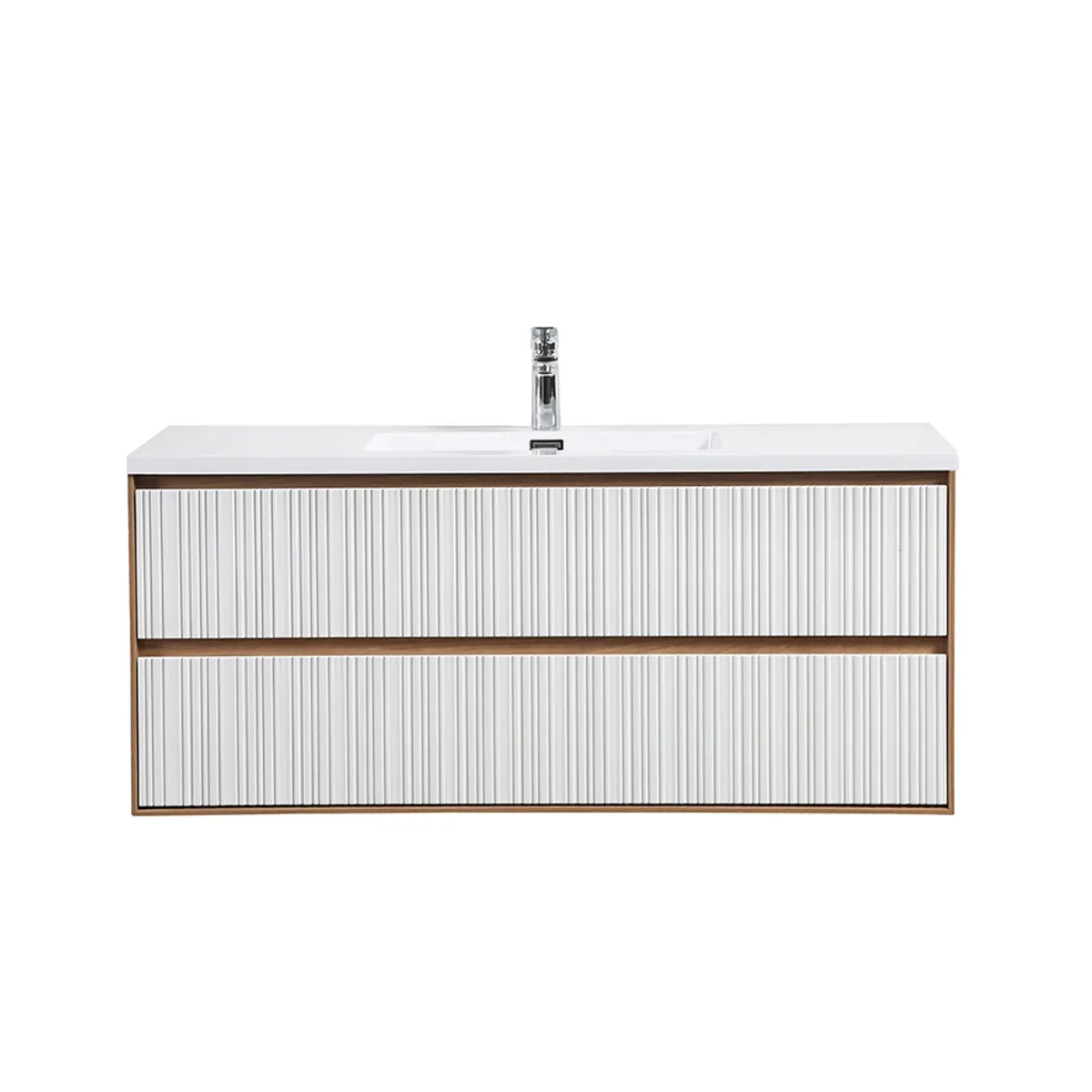 Badnor Marikken 120cm servantskap i LYS EIK/HVIT SPILE, m/hvit servant