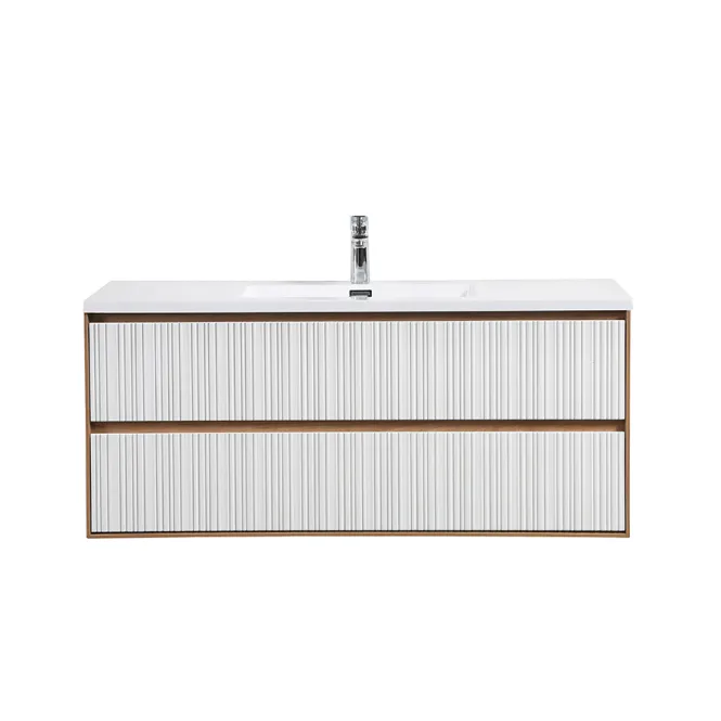 Hovedbilde Badnor Marikken 120cm servantskap i LYS EIK/HVIT SPILE, m/hvit servant