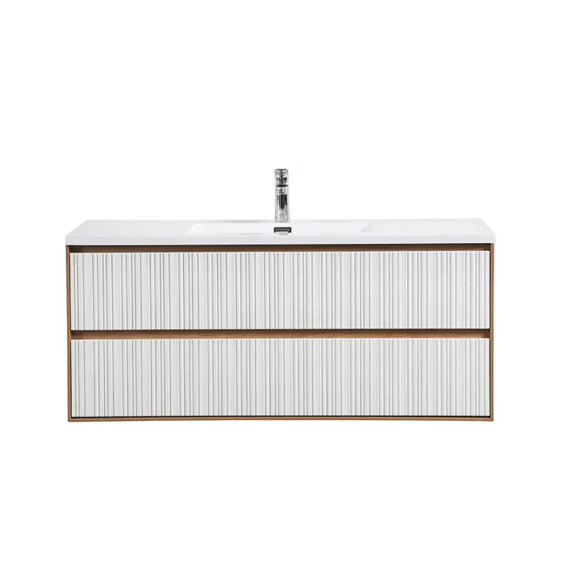 Badnor Marikken 120cm servantskap i LYS EIK/HVIT SPILE, m/hvit servant