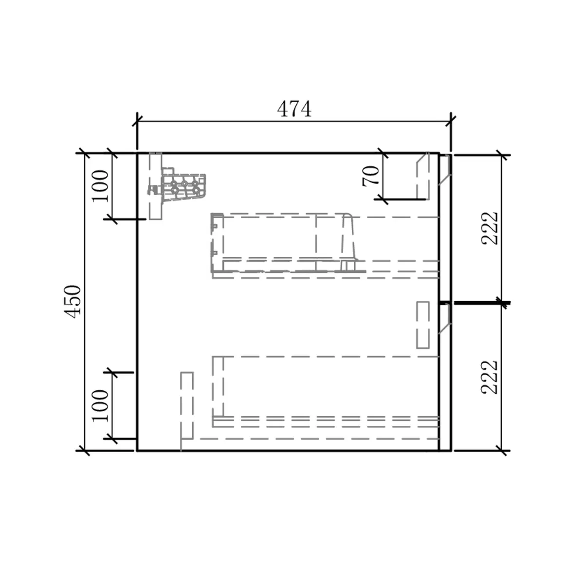 Badnor Mette 60cm servantskap i lys eik - UTEN servant