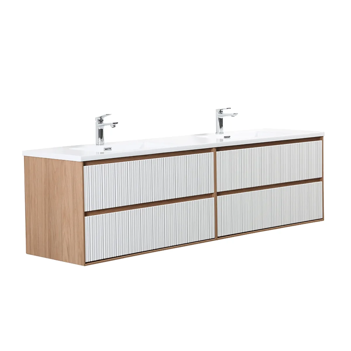 Badnor Marikken 180cm servantskap i LYS EIK/HVIT SPILE, m/hvit servant