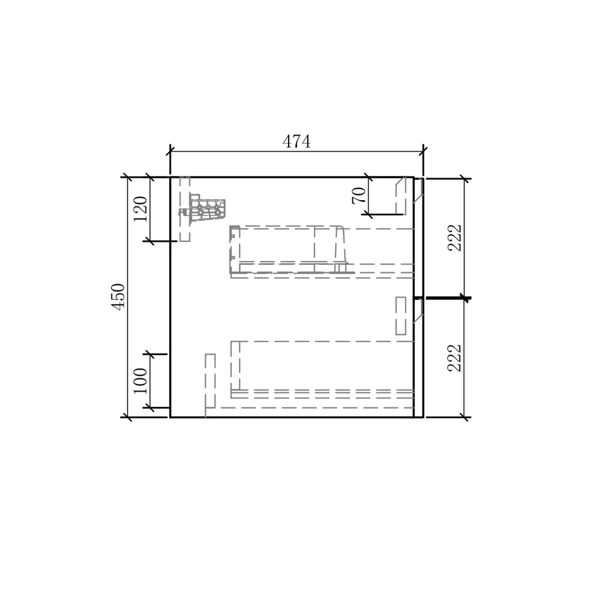 Badnor Mette 120cm servantskap (dobbel) i lys eik - UTEN servant