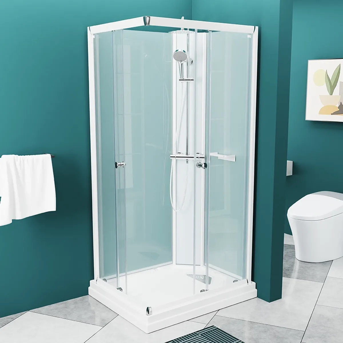 Badnor Nordica White lux 8-1 dusjkabinett 100x80cm m/takdusjsett