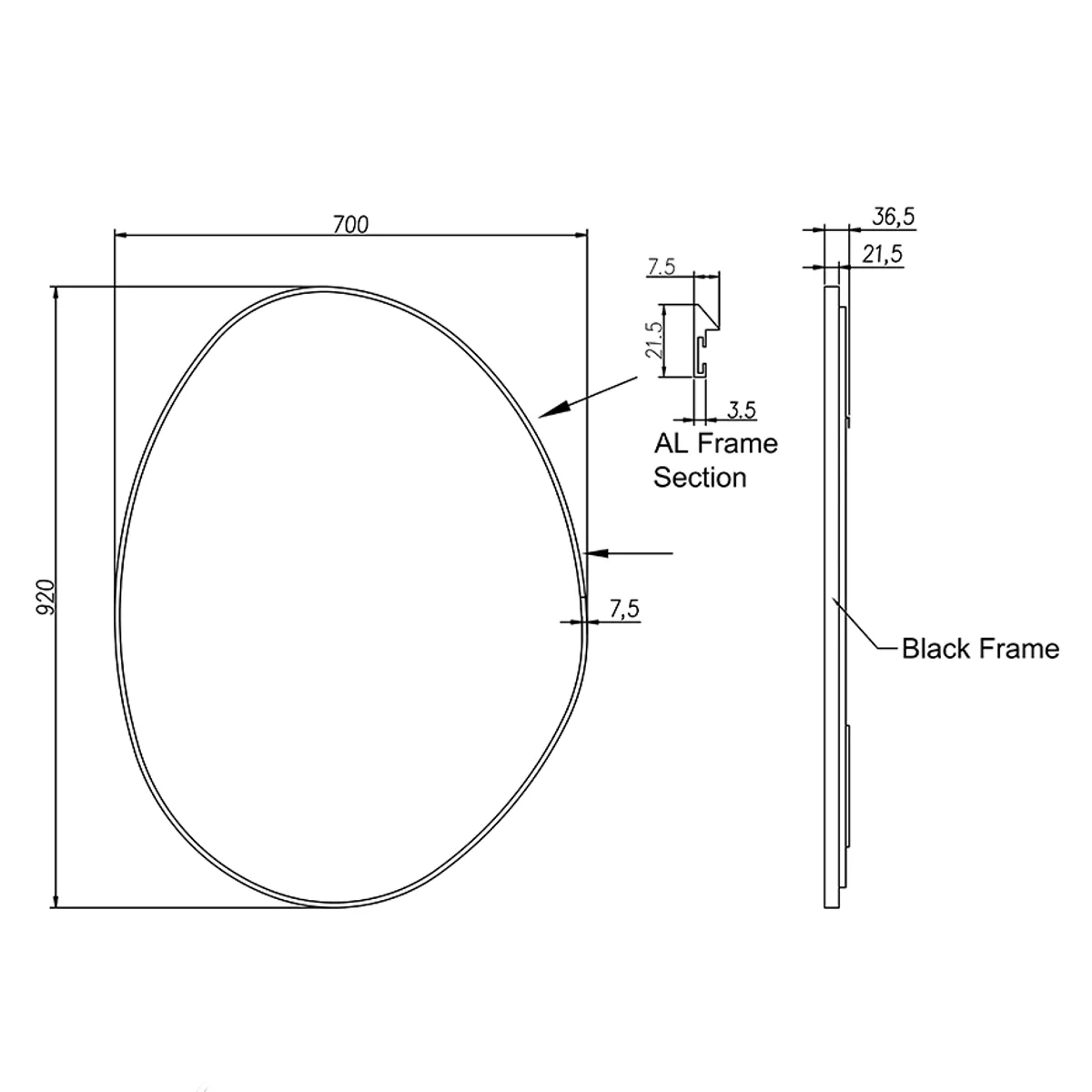 Badnor Melissa 75+40cm mbl.pk (98211) Liliana speil m/lys