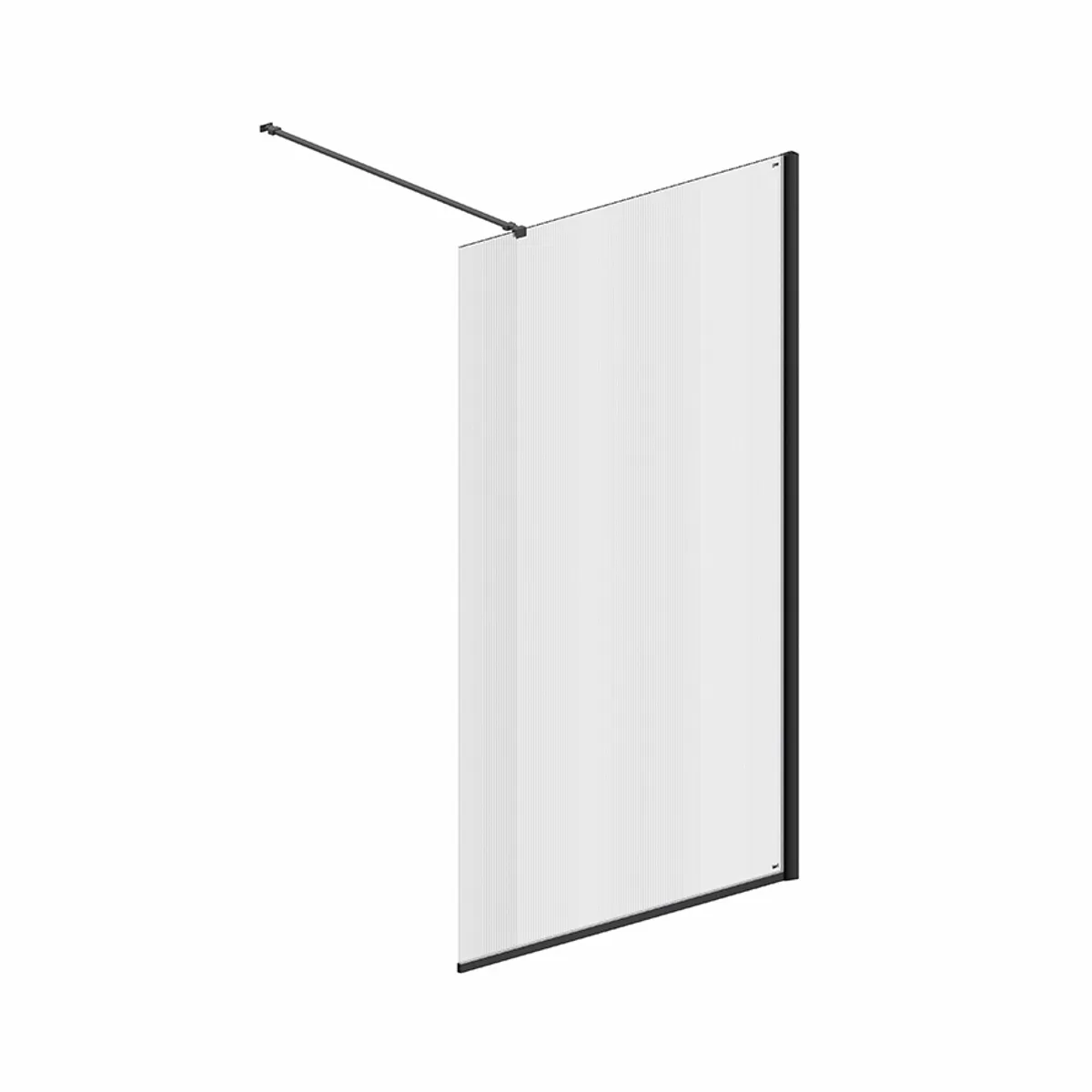 Badnor Shildon dusjvegg/walk-in hjørne - MATT SORT - FLUTED glassfelt - 110cm