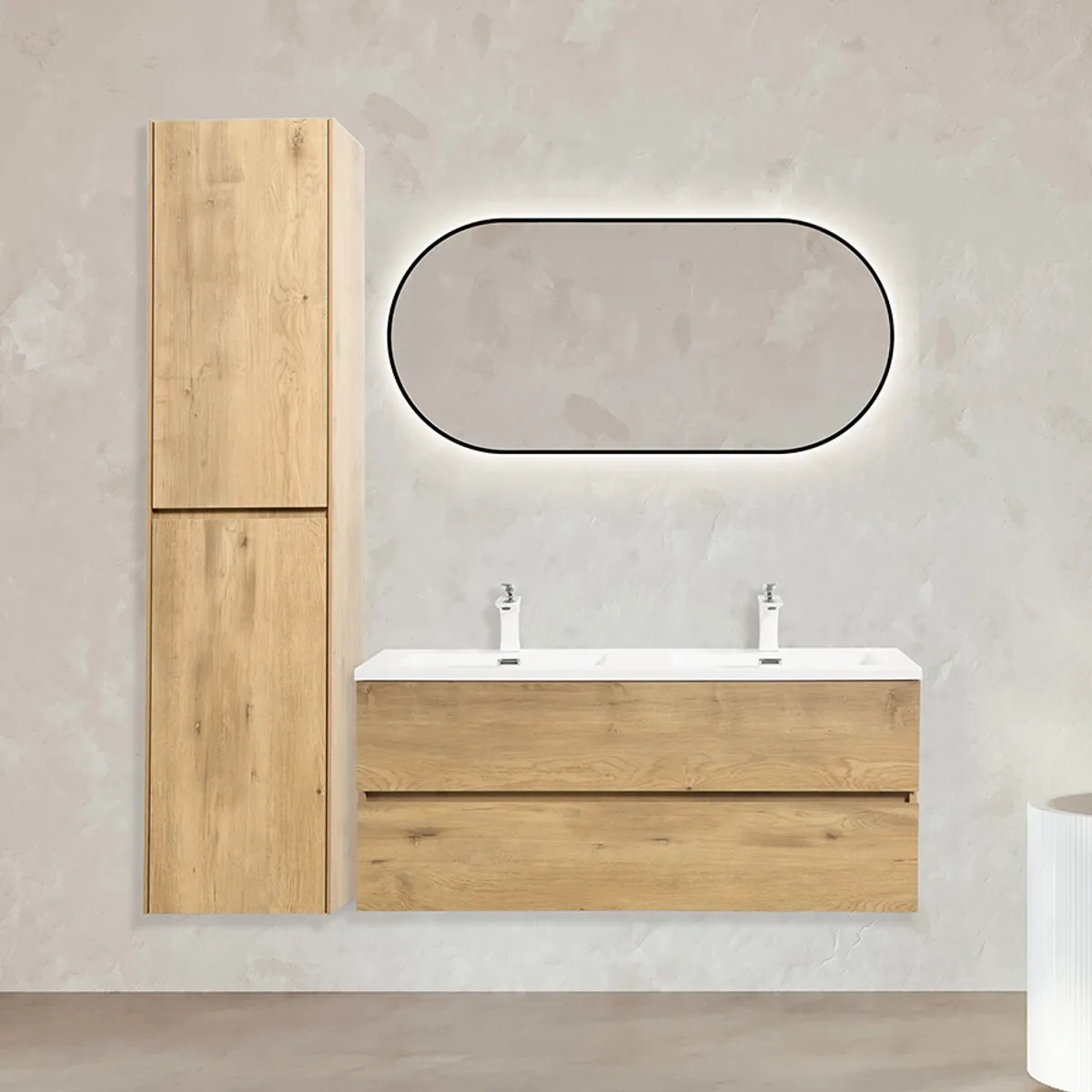 Badnor Mikala 120+40cm dobbel servant (8516) Sienna speil m/lys