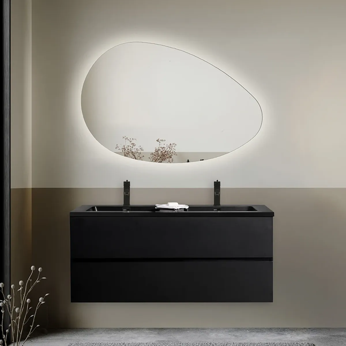 Badnor Melanie SORT 120cm - dobbel sort servant (0306) Lucy speil