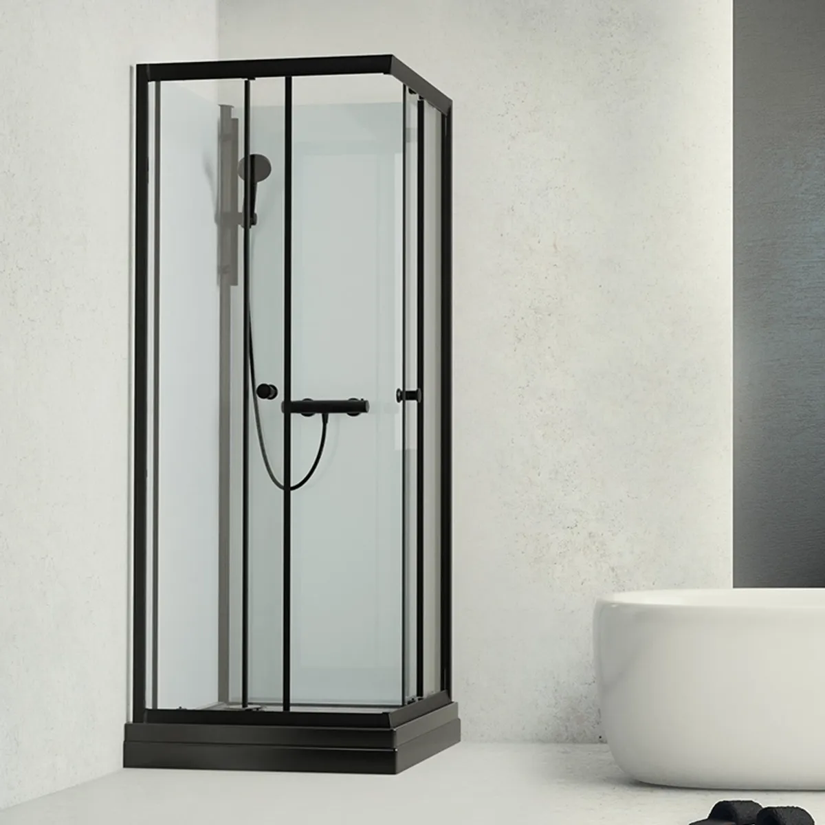 Badnor Scandia Black 6-1 dusjkabinett 80x80cm m/dusjsett