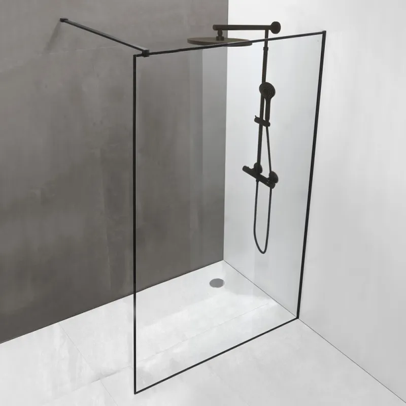 Badnor Nero Straight matt sort Walk-in hjørne 120x195cm (6mm)
