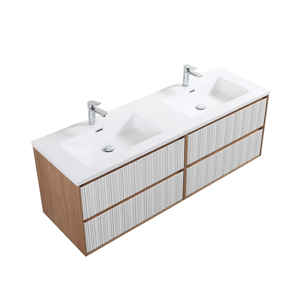 Badnor Marikken 150cm servantskap i LYS EIK/HVIT SPILE, m/hvit servant